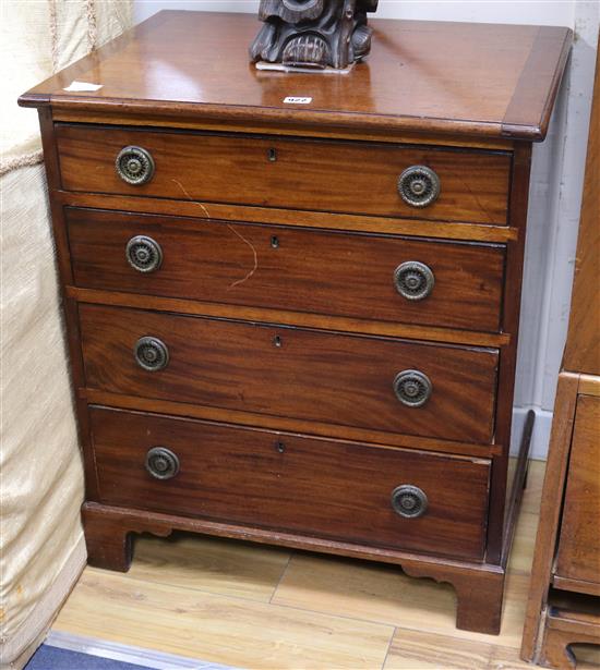 A Regency mahogany chest, fitted two short and three long drawers W.98cm